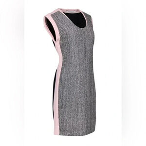 Diane von Furstenberg - Gray Tweed & Baby Pink Sheath Dress Sz 4